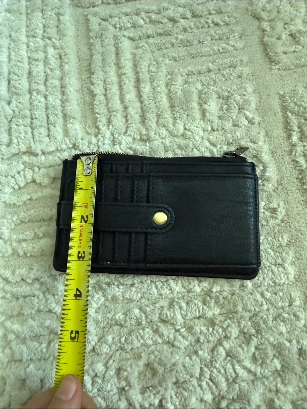 Black Phone Wallet Case with Card Slots and Zipper Pocket